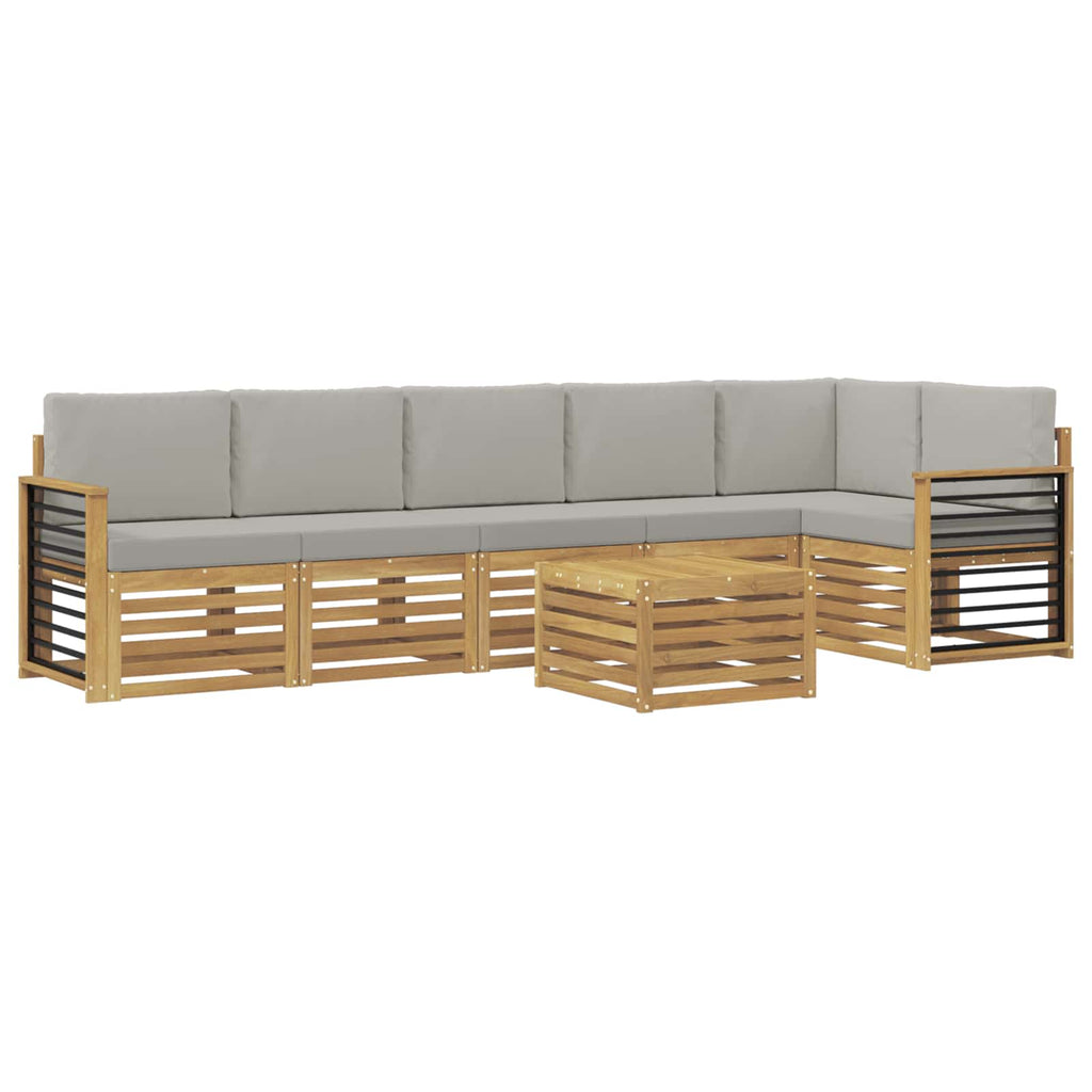 Outdoor-Sofagarnitur 7 pcs Weiß und Hellgrau 59 x 59 x 37 cm