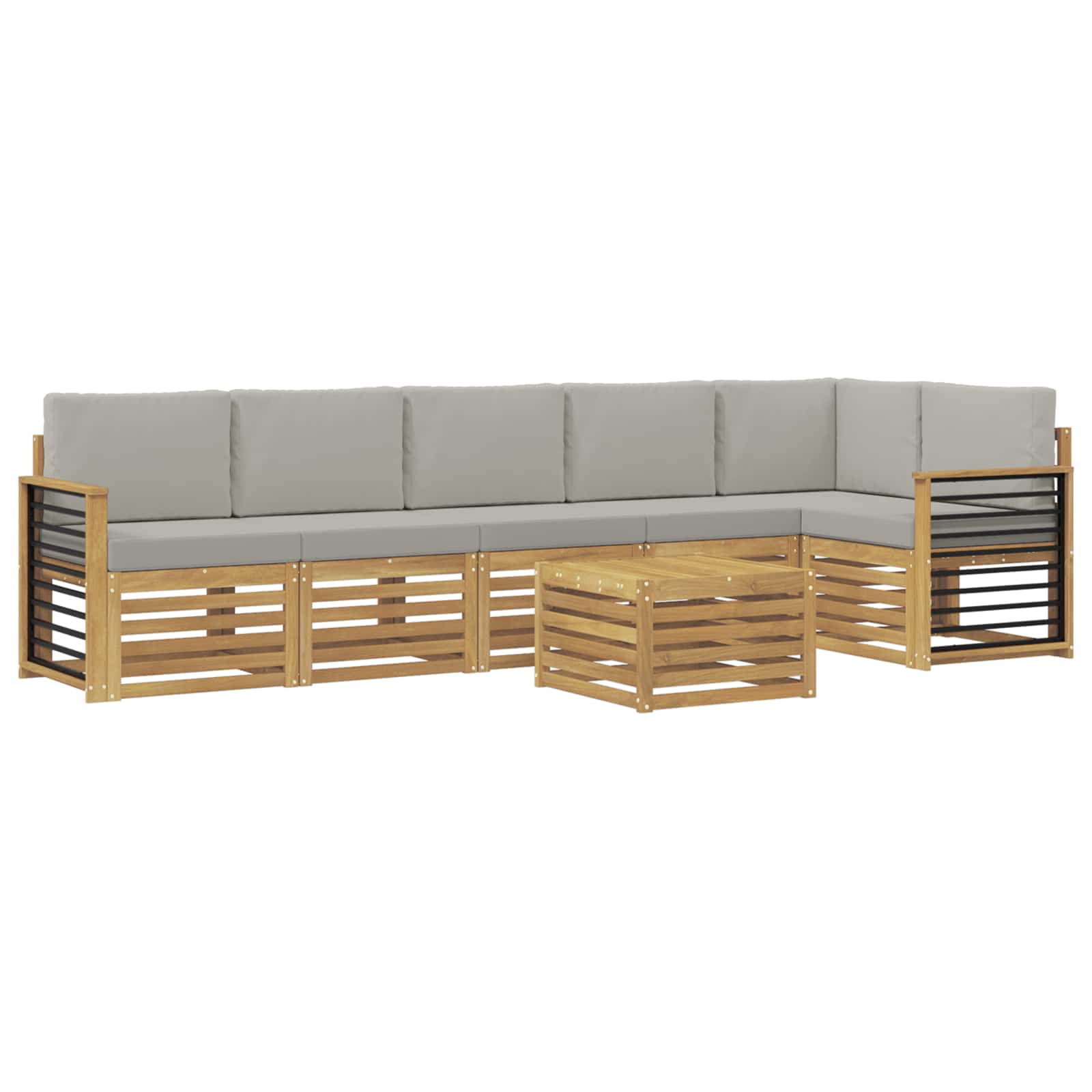 Outdoor-Sofagarnitur 7 pcs Weiß und Hellgrau 59 x 59 x 37 cm