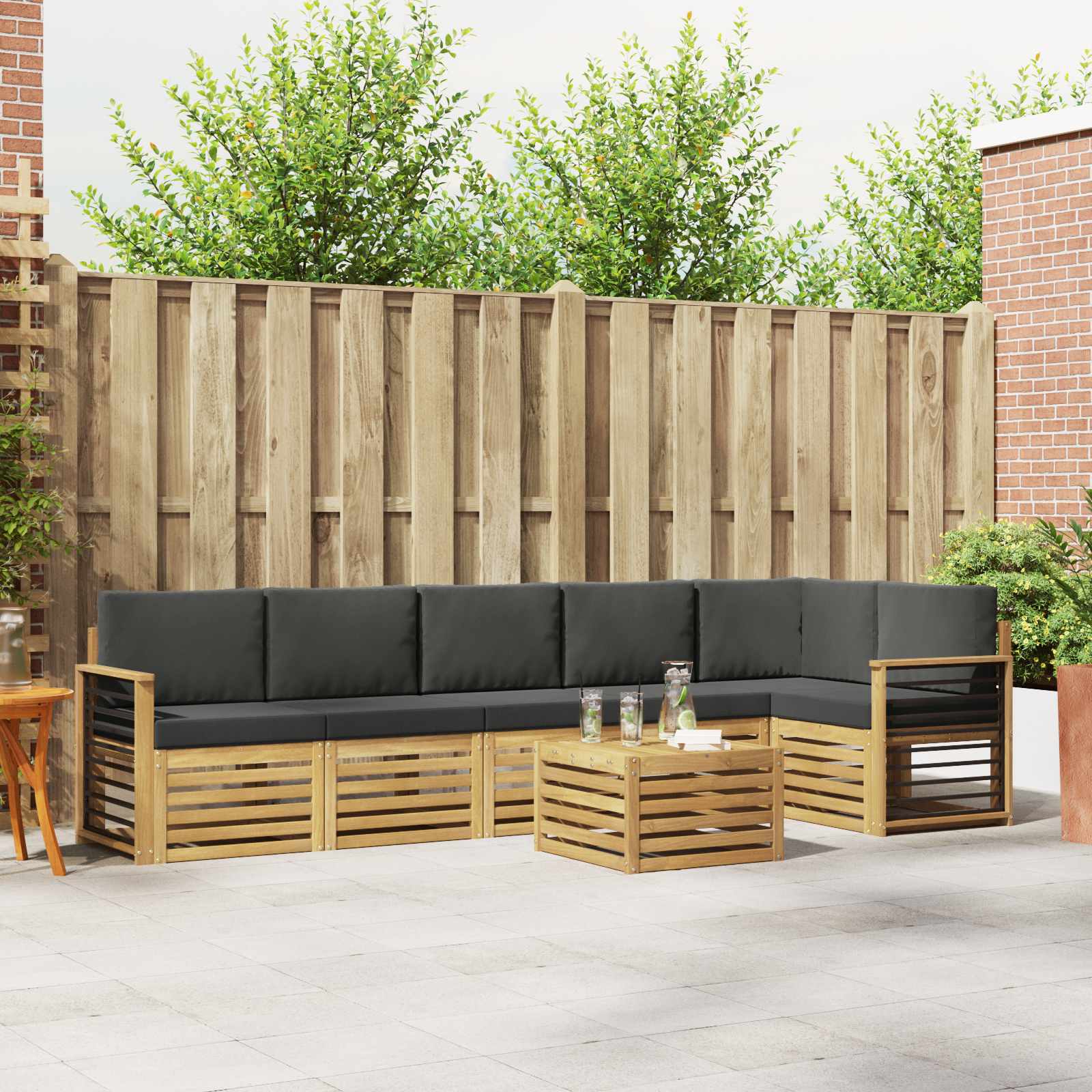 Outdoor-Sofagarnitur 7 pcs Weiß und Anthrazit 59 x 59 x 37 cm