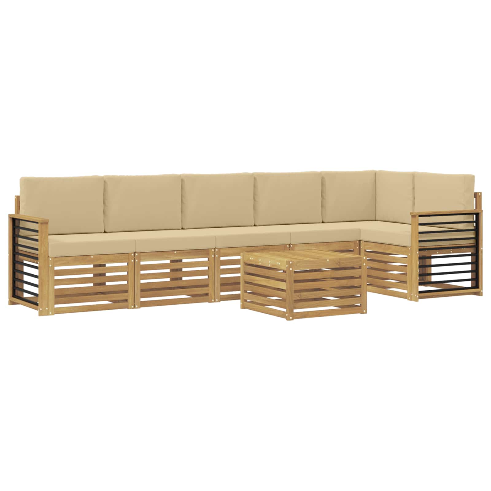Outdoor-Sofagarnitur 7 pcs Weiß und Beige 59 x 59 x 37 cm