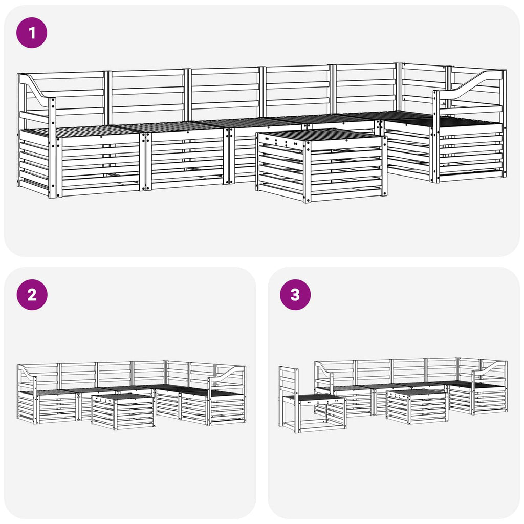 Outdoor-Sofagarnitur 7 pcs Weiß 59 x 59 x 37 cm