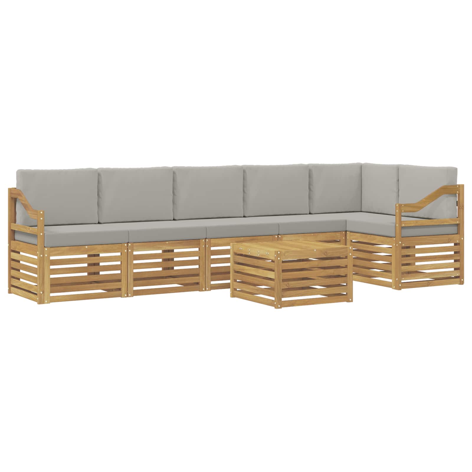 Outdoor-Sofagarnitur 7 pcs Weiß und Hellgrau 59 x 59 x 37 cm