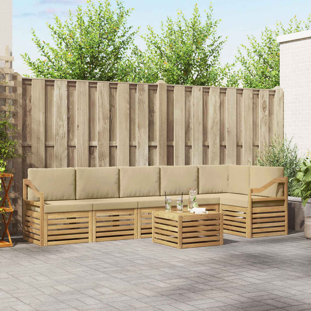 Outdoor-Sofagarnitur 7 pcs Weiß und Beige 59 x 59 x 37 cm