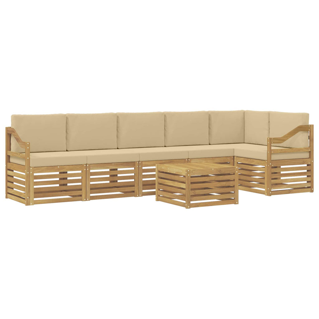 Outdoor-Sofagarnitur 7 pcs Weiß und Beige 59 x 59 x 37 cm