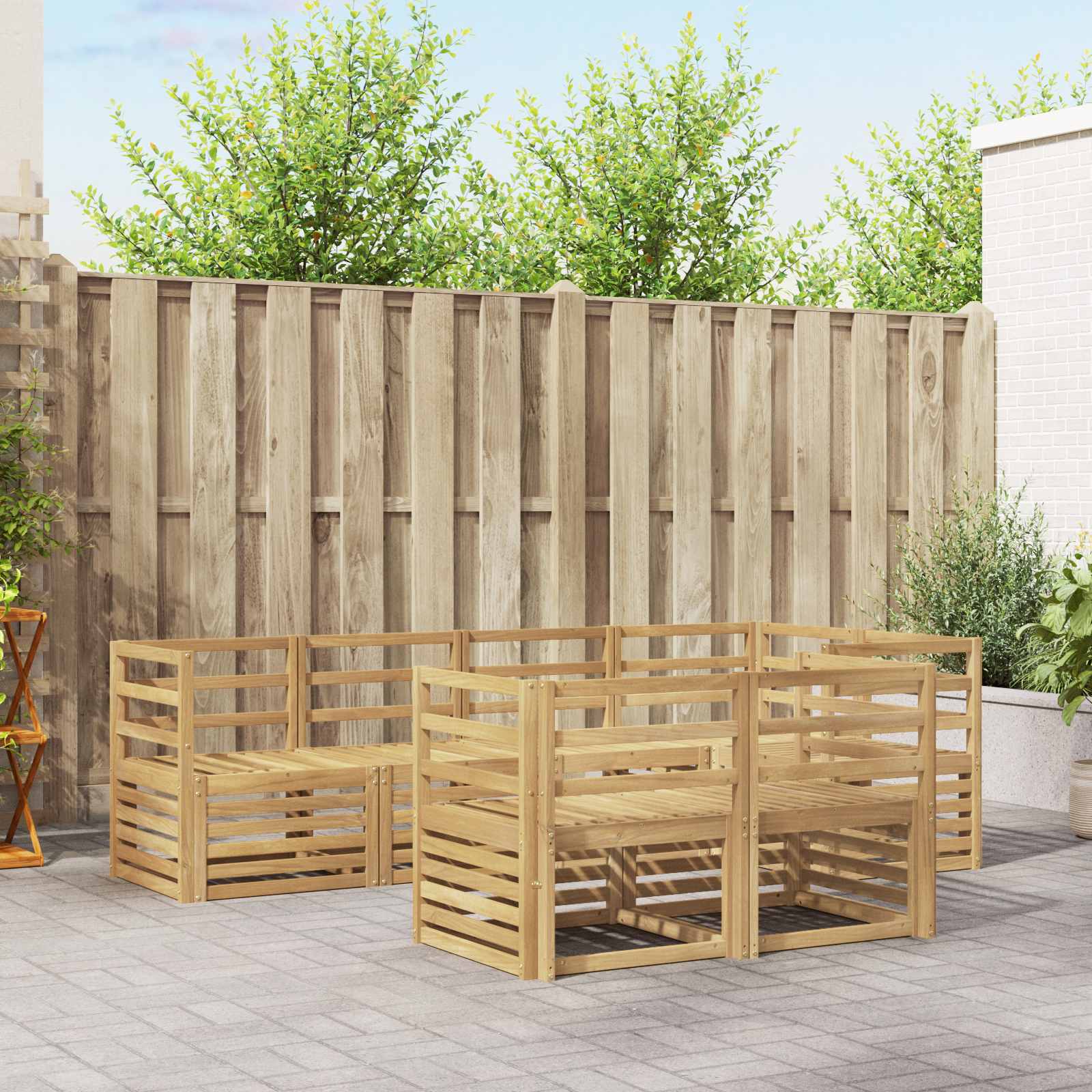Outdoor-Sofagarnitur 7 pcs Weiß 245 x 126,5 x 73 cm