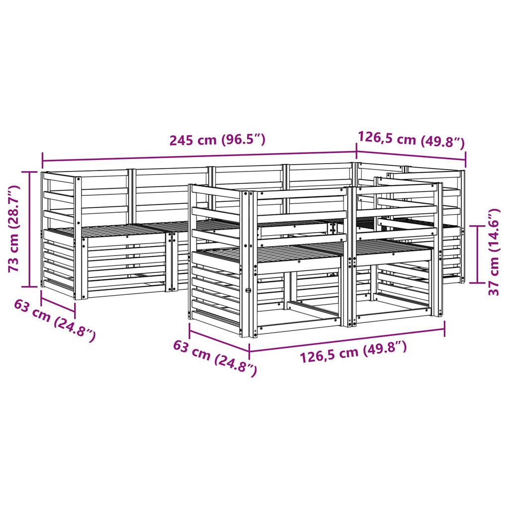 Outdoor-Sofagarnitur 7 pcs Weiß 245 x 126,5 x 73 cm