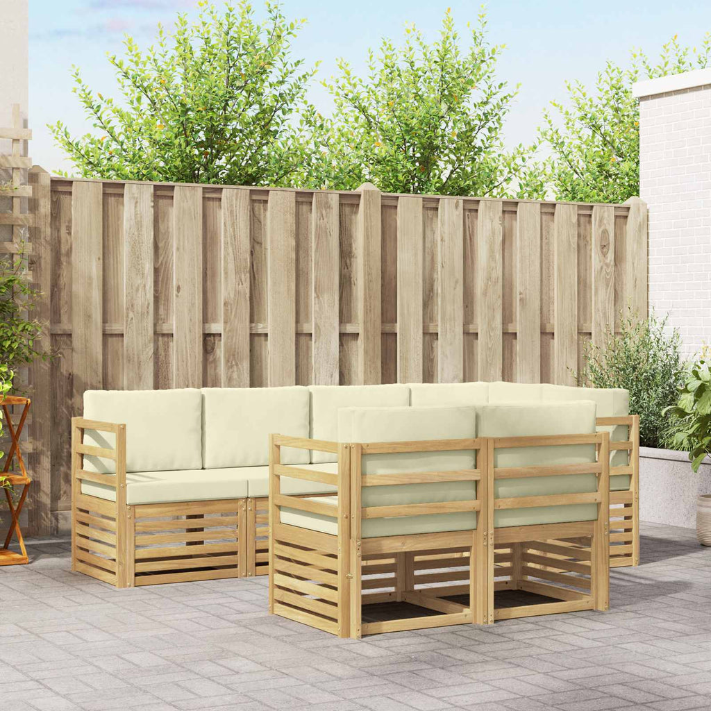 Ecksofa Set mit Kissen 7 pcs Weiß und Creme