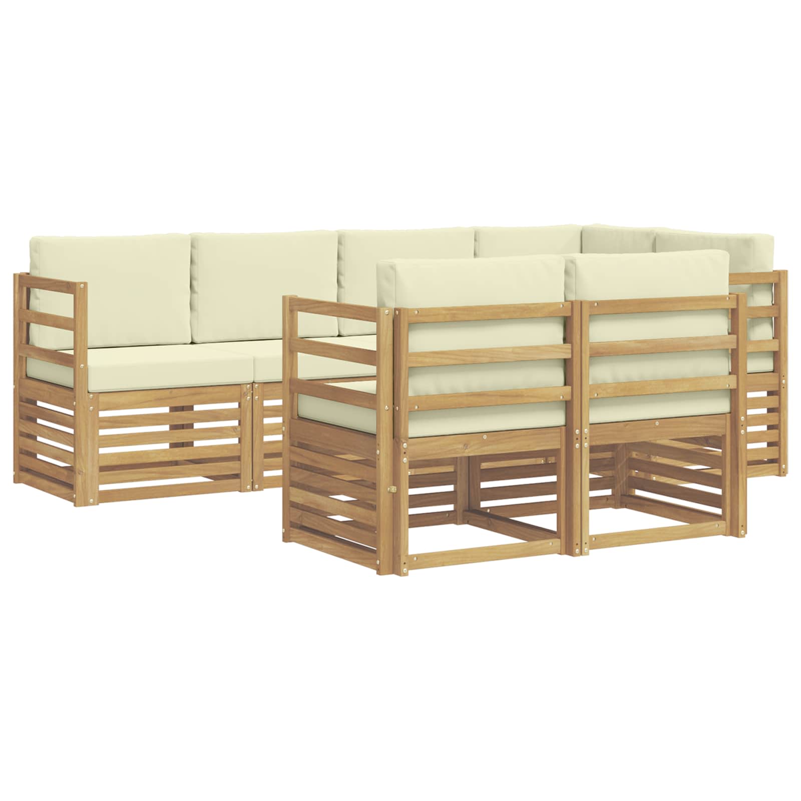 Ecksofa Set mit Kissen 7 pcs Weiß und Creme