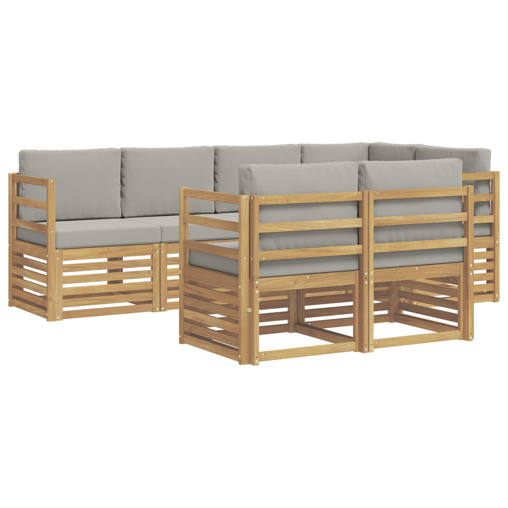 Outdoor-Sofagarnitur 7 pcs Weiß und Hellgrau