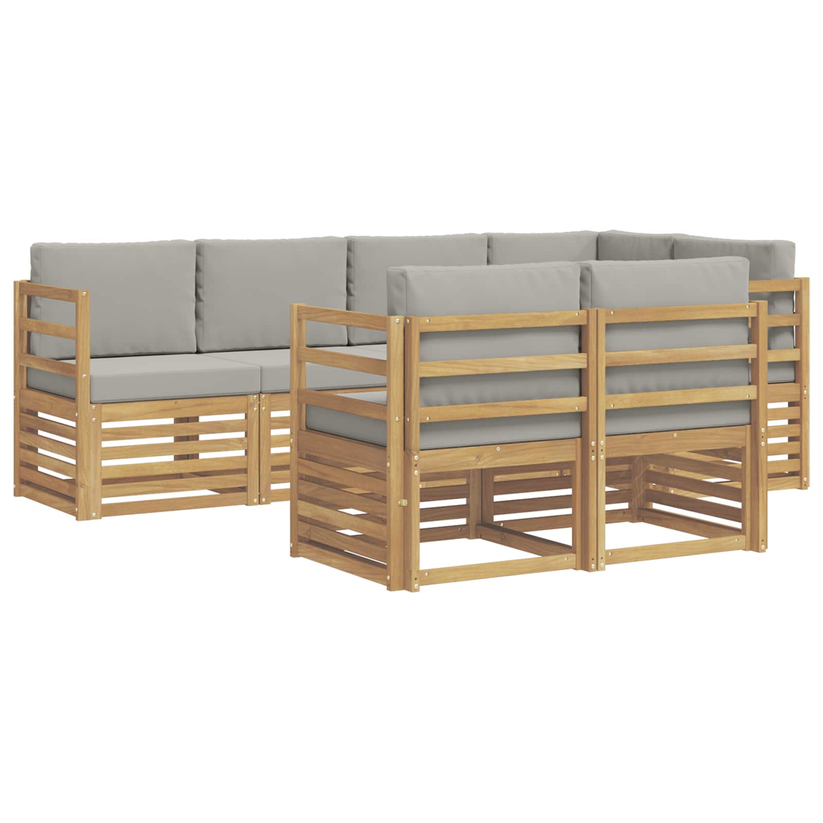 Outdoor-Sofagarnitur 7 pcs Weiß und Hellgrau