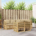 Outdoor-Sofagarnitur 7 pcs Weiß und Beige 245 x 126,5 x 73 cm