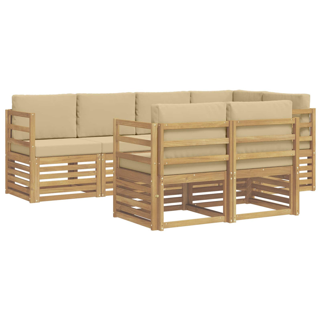 Outdoor-Sofagarnitur 7 pcs Weiß und Beige 245 x 126,5 x 73 cm
