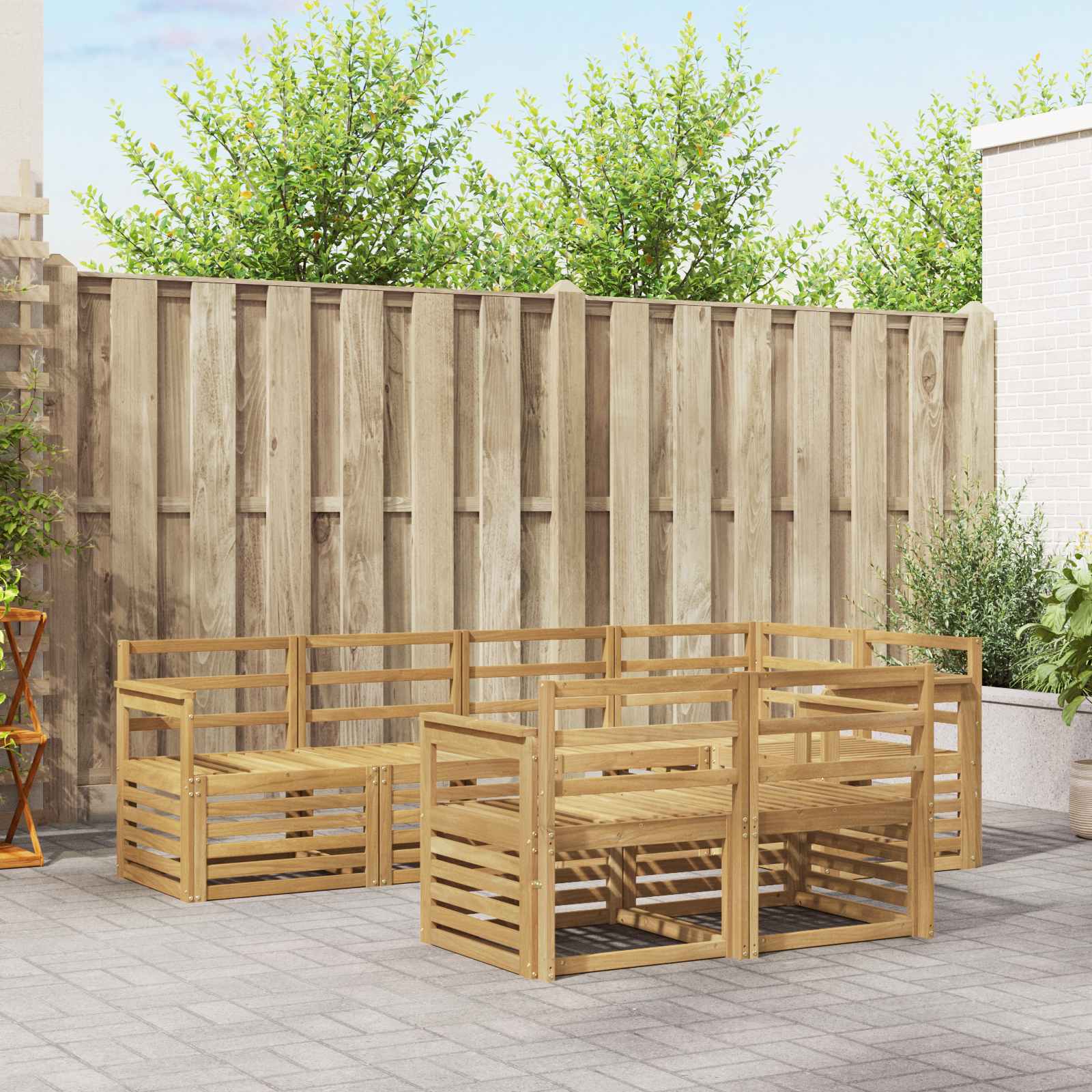 Outdoor-Sofagarnitur 7 pcs Weiß 247 x 128,5 x 73 cm