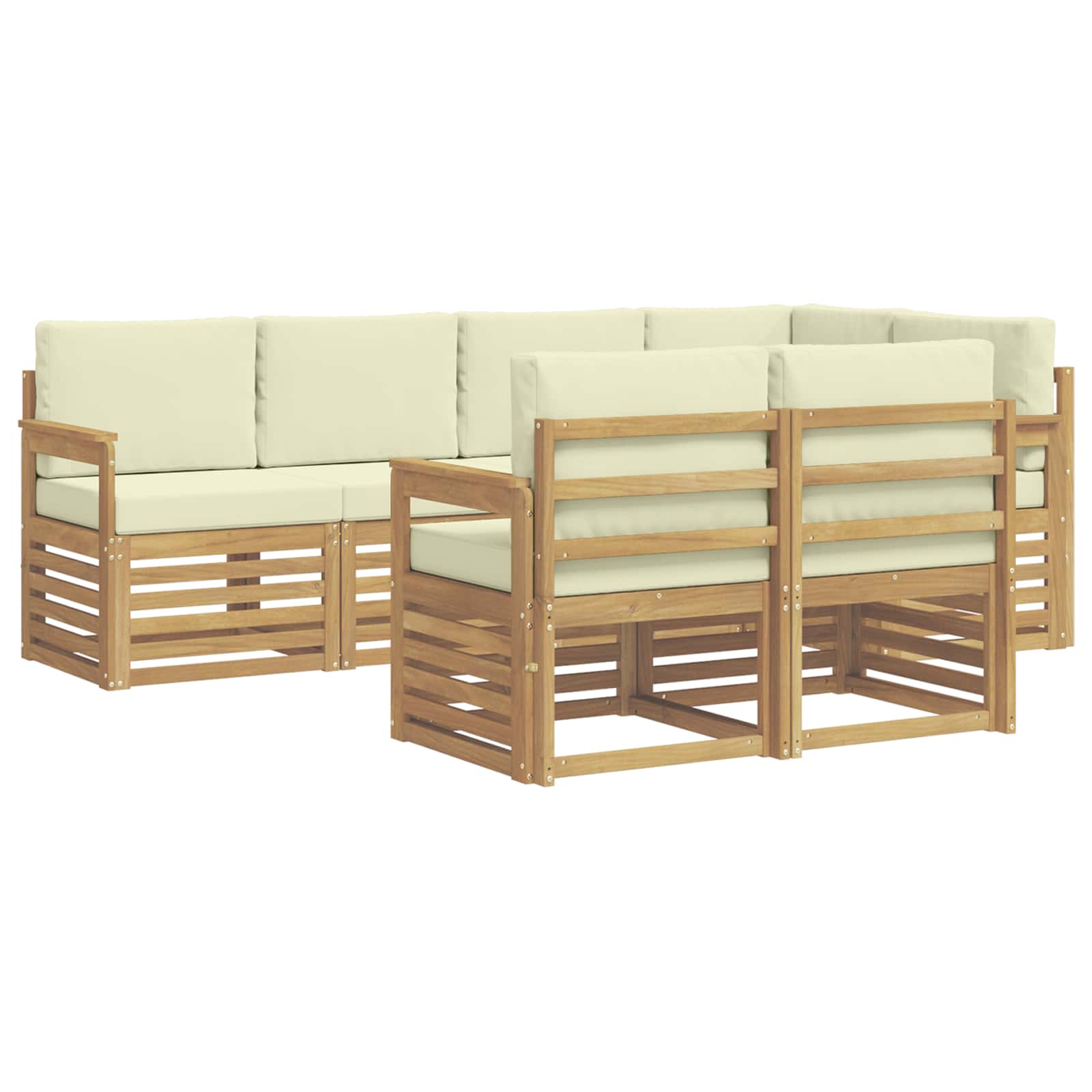 Outdoor-Sofagarnitur 7 pcs Weiß und Creme 247 x 128,5 x 73 cm