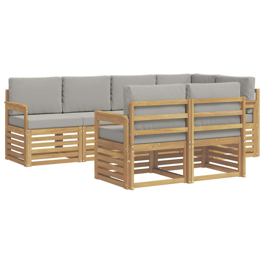 Outdoor-Sofagarnitur 7 pcs Weiß und Hellgrau