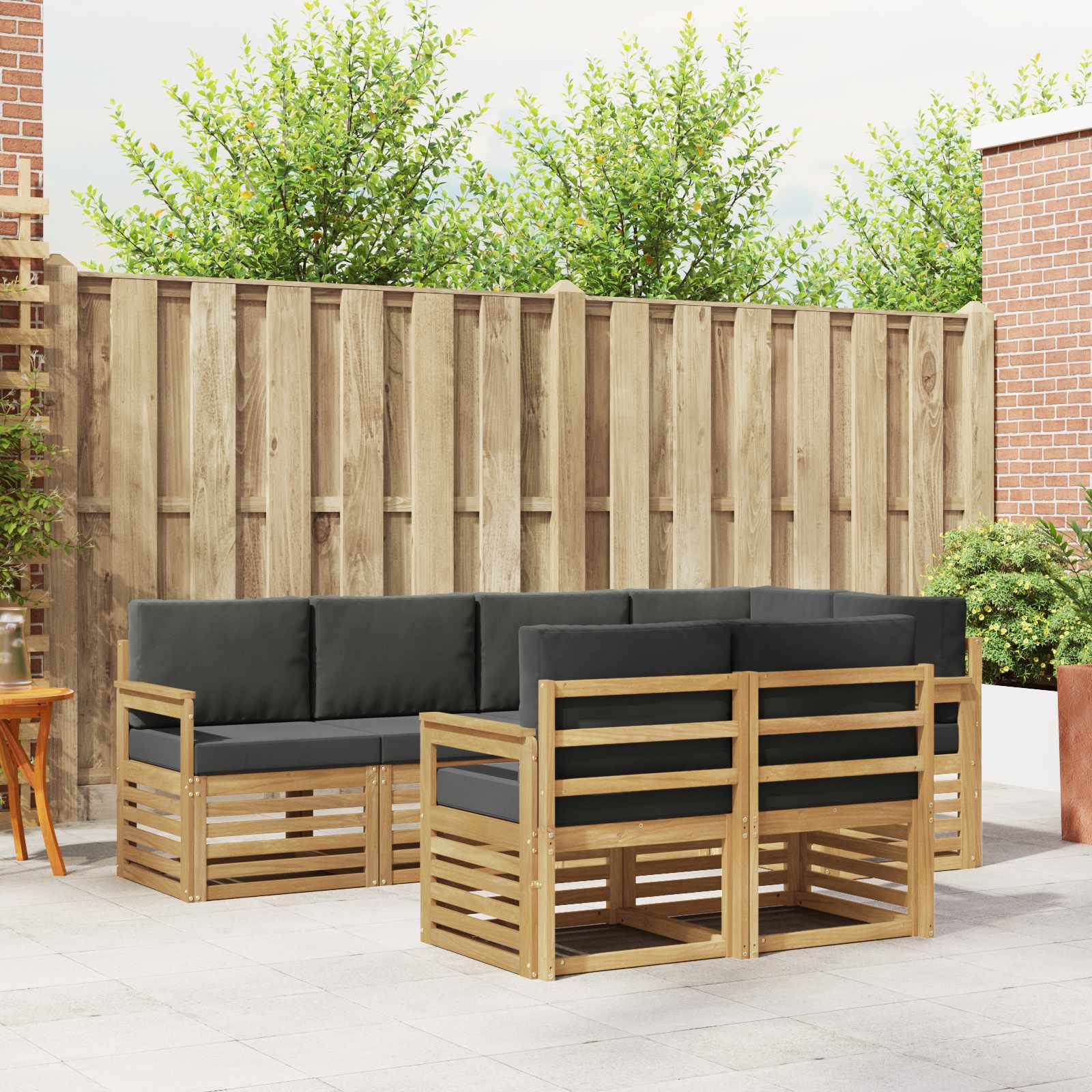 Outdoor-Sofagarnitur 7 pcs Weiß und Anthrazit