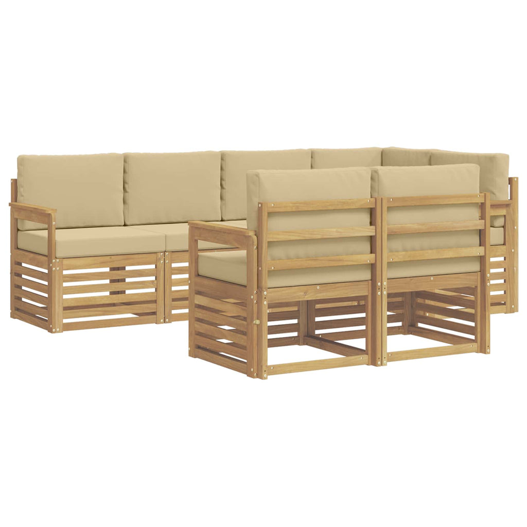 Outdoor-Sofagarnitur 7 pcs Weiß und Beige 247 x 128,5 x 73 cm