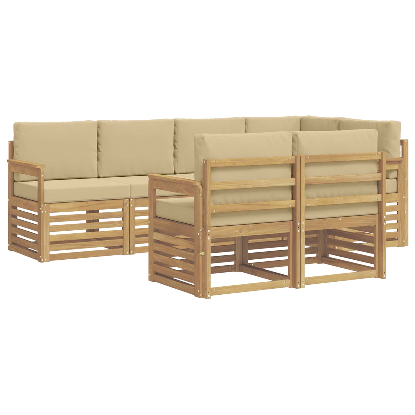 Outdoor-Sofagarnitur 7 pcs Weiß und Beige 247 x 128,5 x 73 cm