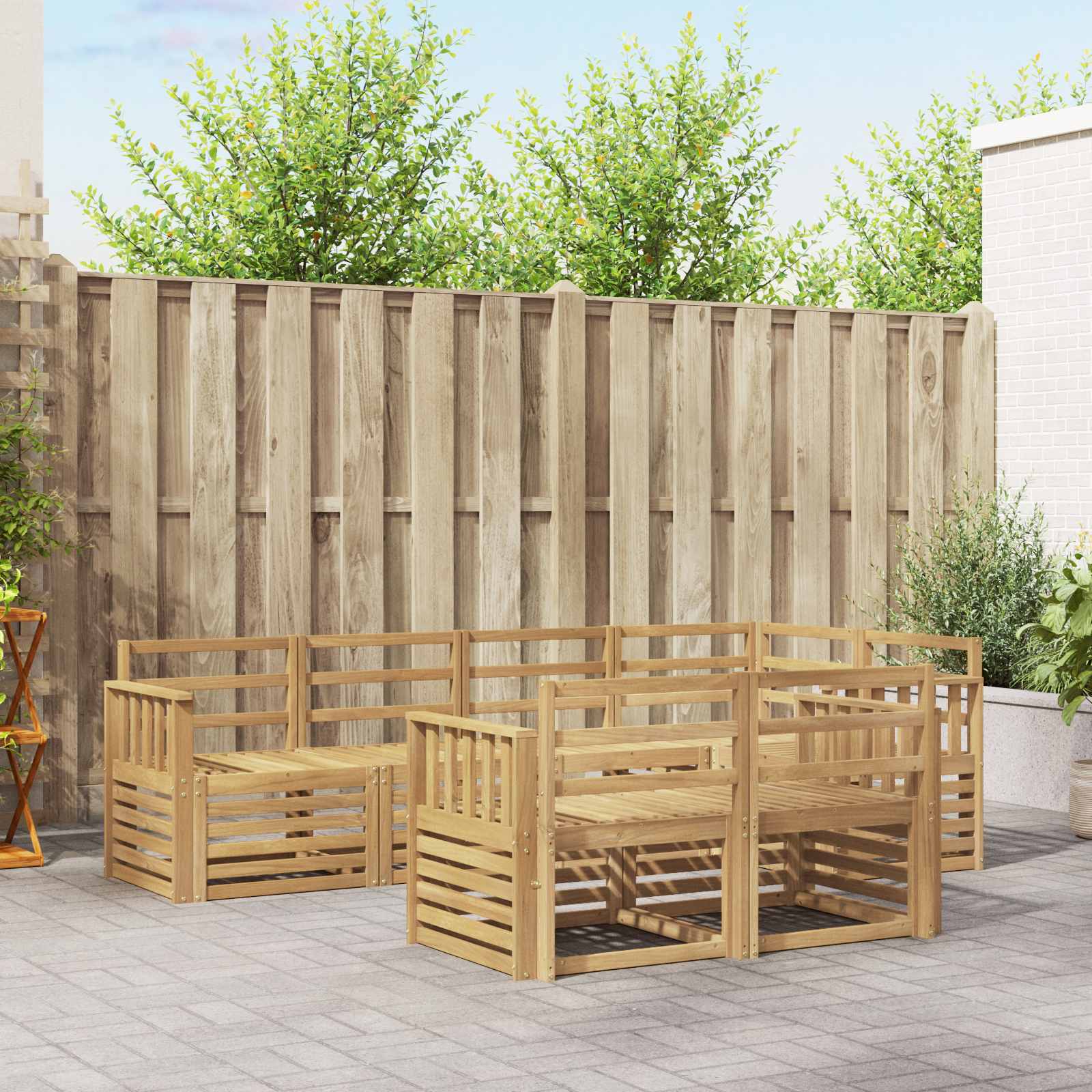 Outdoor-Sofagarnitur 7 pcs Weiß 247 x 128,5 x 73 cm