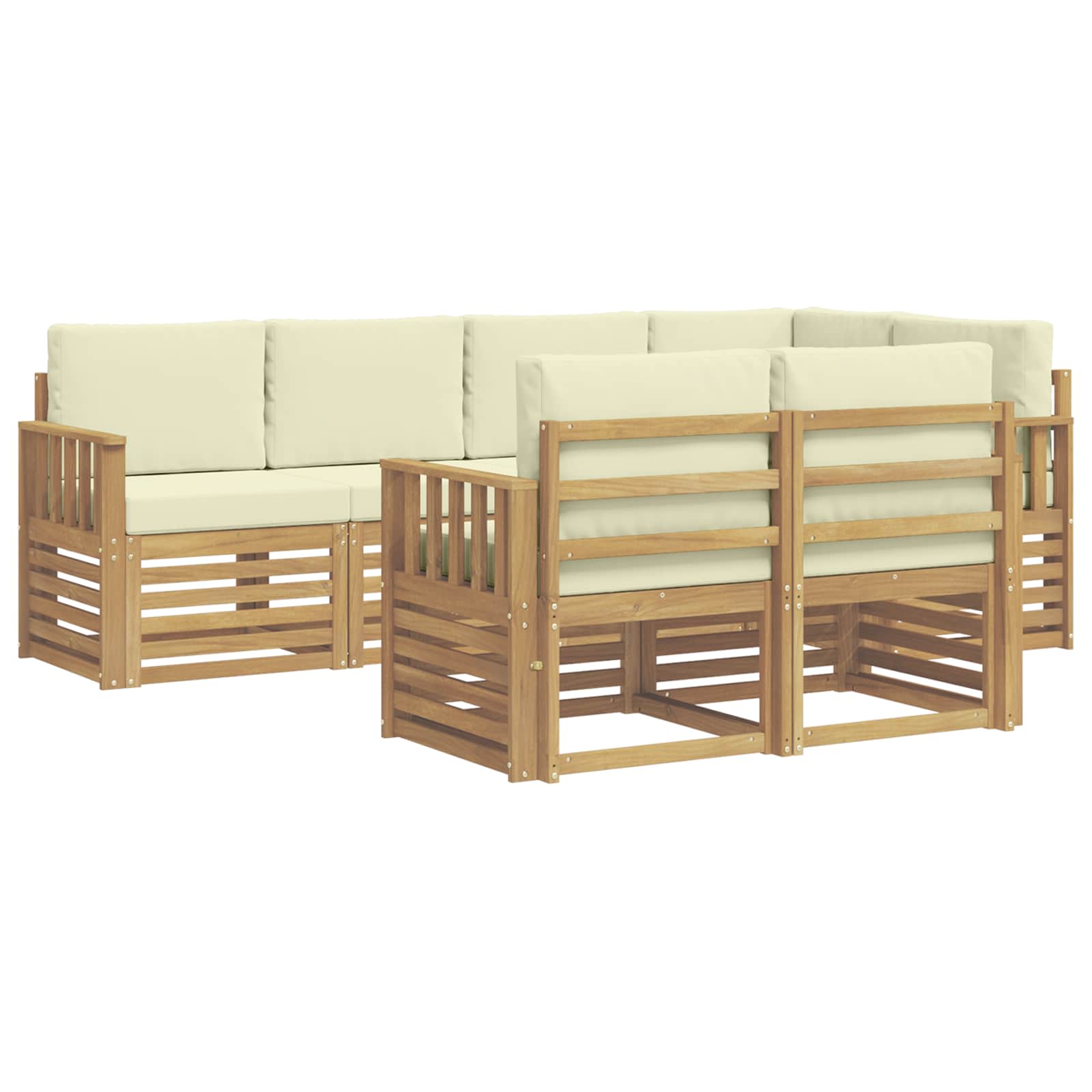 Outdoor-Sofagarnitur 7 pcs Weiß und Creme 247 x 128,5 x 73 cm