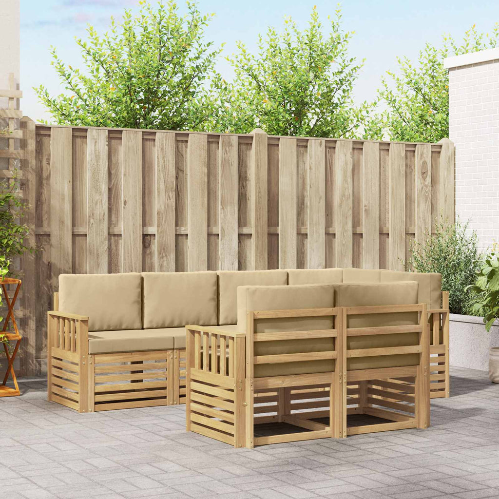 Outdoor-Sofagarnitur 7 pcs Weiß und Beige 247 x 128,5 x 73 cm