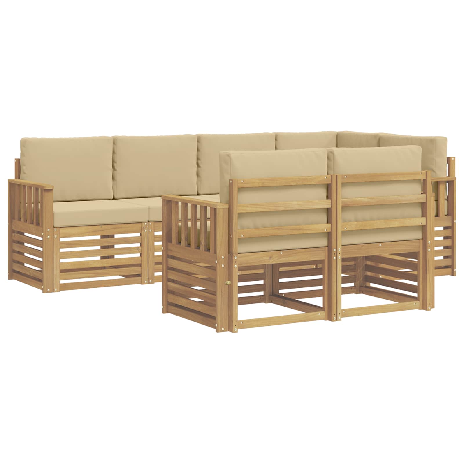 Outdoor-Sofagarnitur 7 pcs Weiß und Beige 247 x 128,5 x 73 cm