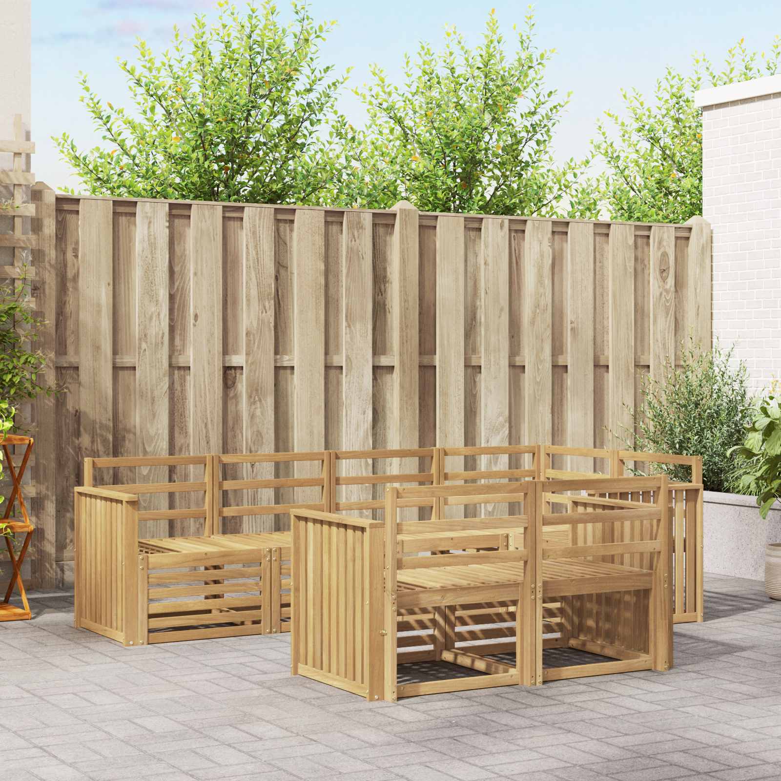 Outdoor-Sofagarnitur 7 pcs Weiß 247 x 128,5 x 73 cm