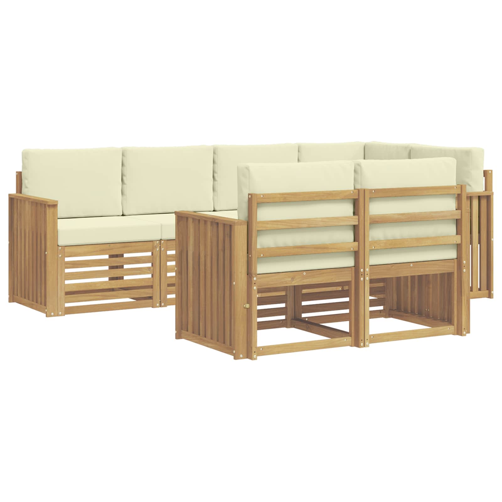 Outdoor-Sofagarnitur 7 pcs Weiß und Creme 247 x 128,5 x 73 cm