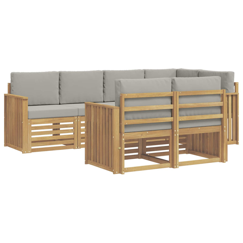 Outdoor-Sofagarnitur 7 pcs Weiß und Hellgrau