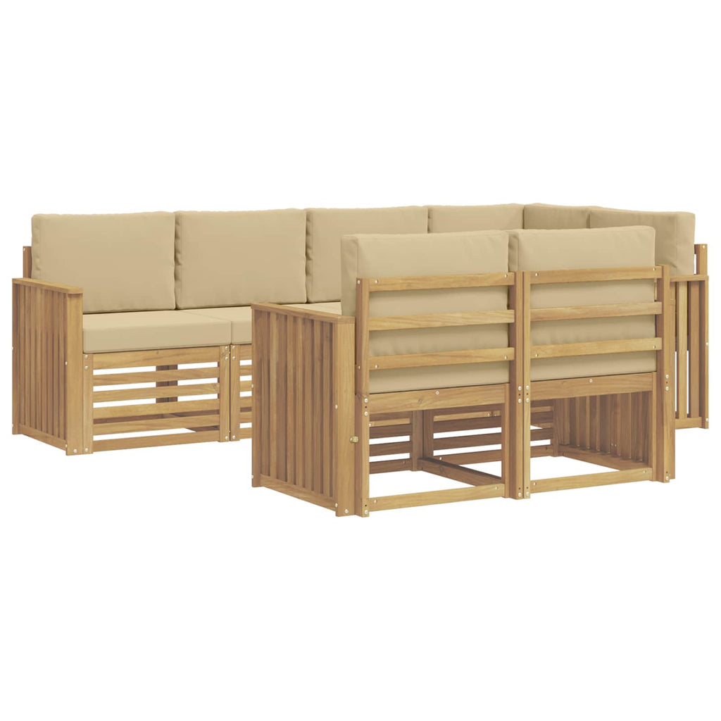Outdoor-Sofagarnitur 7 pcs Weiß und Beige 247 x 128,5 x 73 cm
