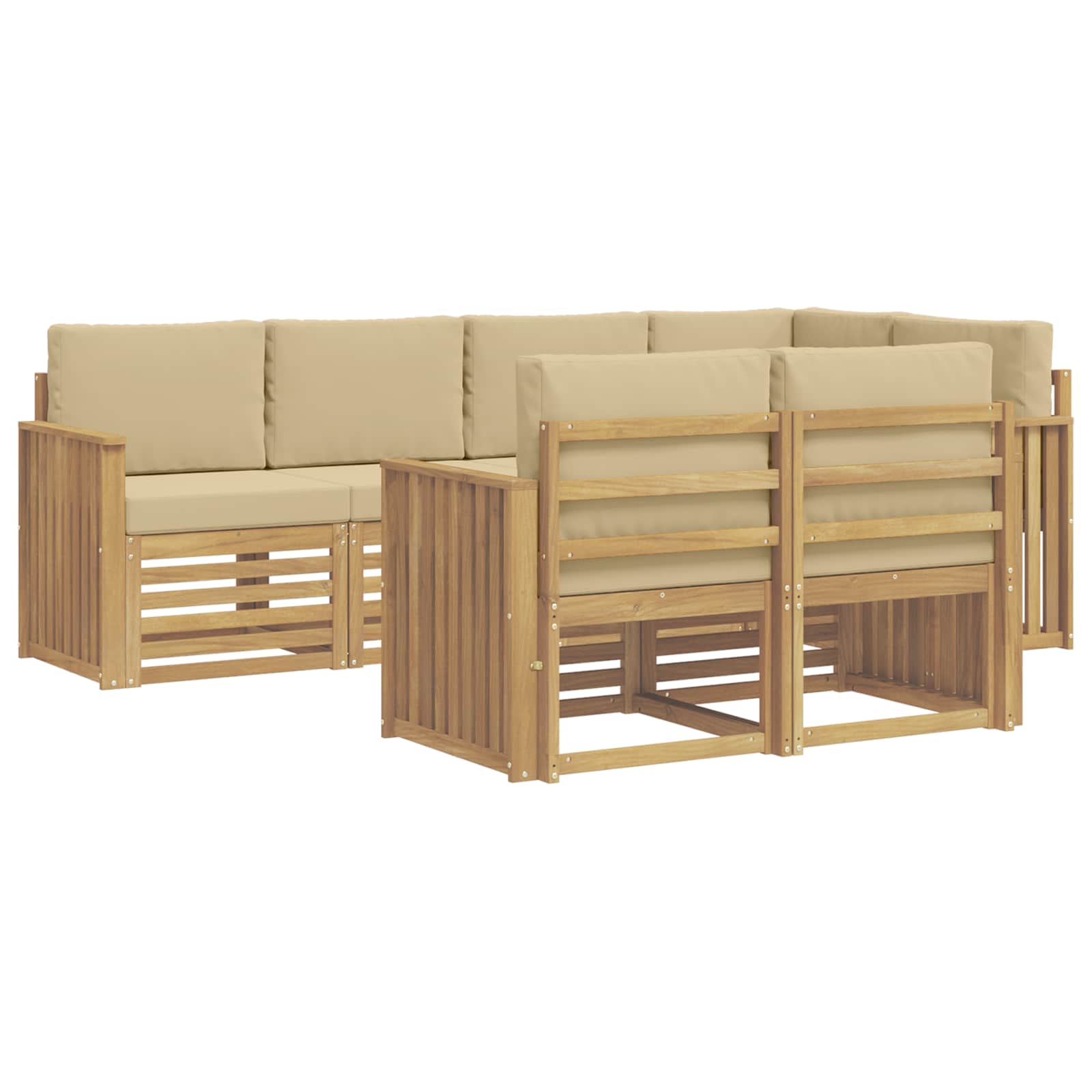 Outdoor-Sofagarnitur 7 pcs Weiß und Beige 247 x 128,5 x 73 cm