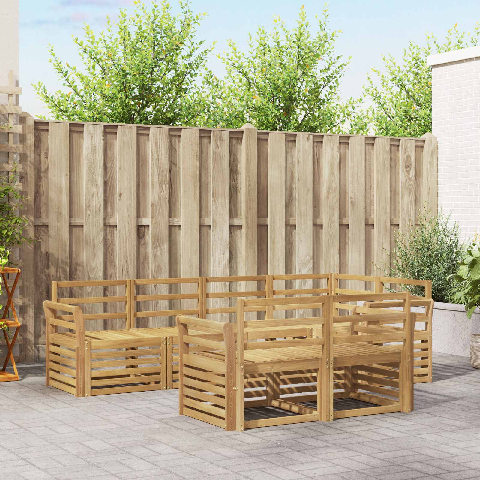 Outdoor-Sofagarnitur 7 pcs Weiß 249 x 130,5 x 73 cm
