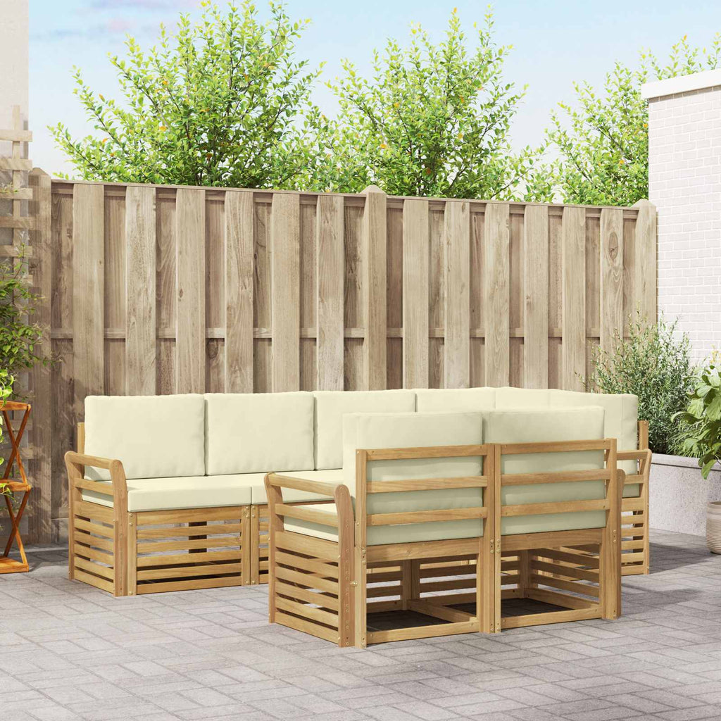 Outdoor-Sofagarnitur 7 pcs Weiß und Creme 249 x 130,5 x 73 cm