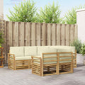 Outdoor-Sofagarnitur 7 pcs Weiß und Creme 249 x 130,5 x 73 cm
