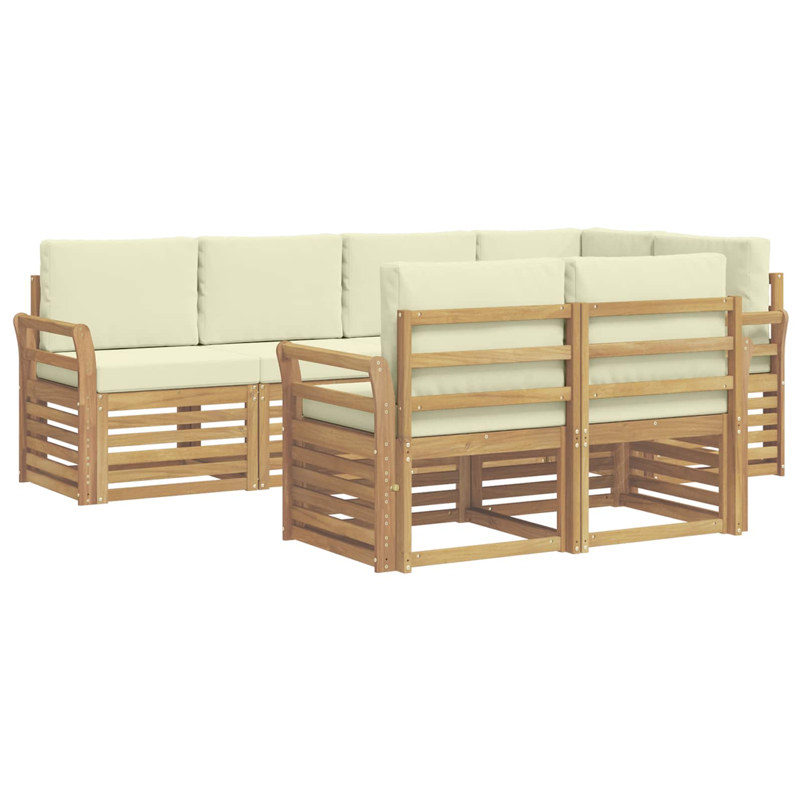 Outdoor-Sofagarnitur 7 pcs Weiß und Creme 249 x 130,5 x 73 cm