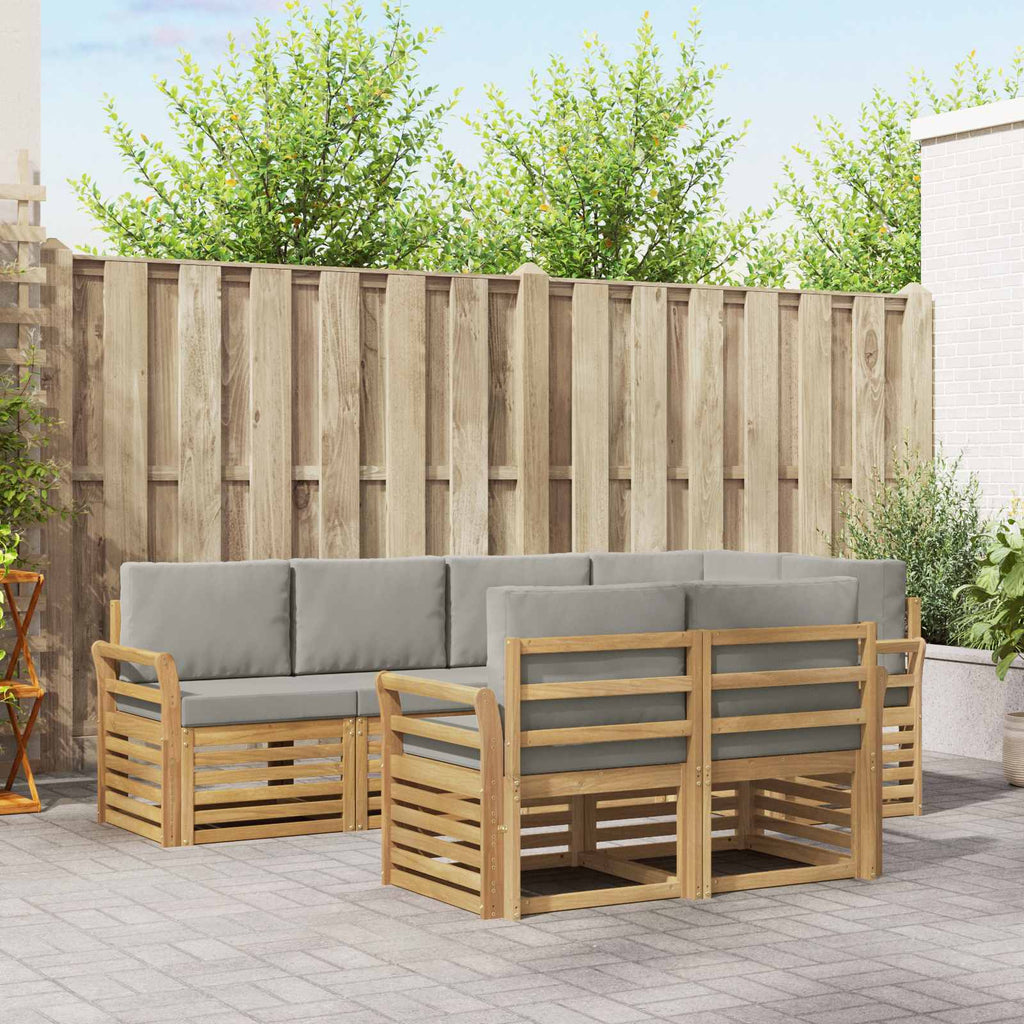 Outdoor-Sofagarnitur 7 pcs Weiß und Hellgrau