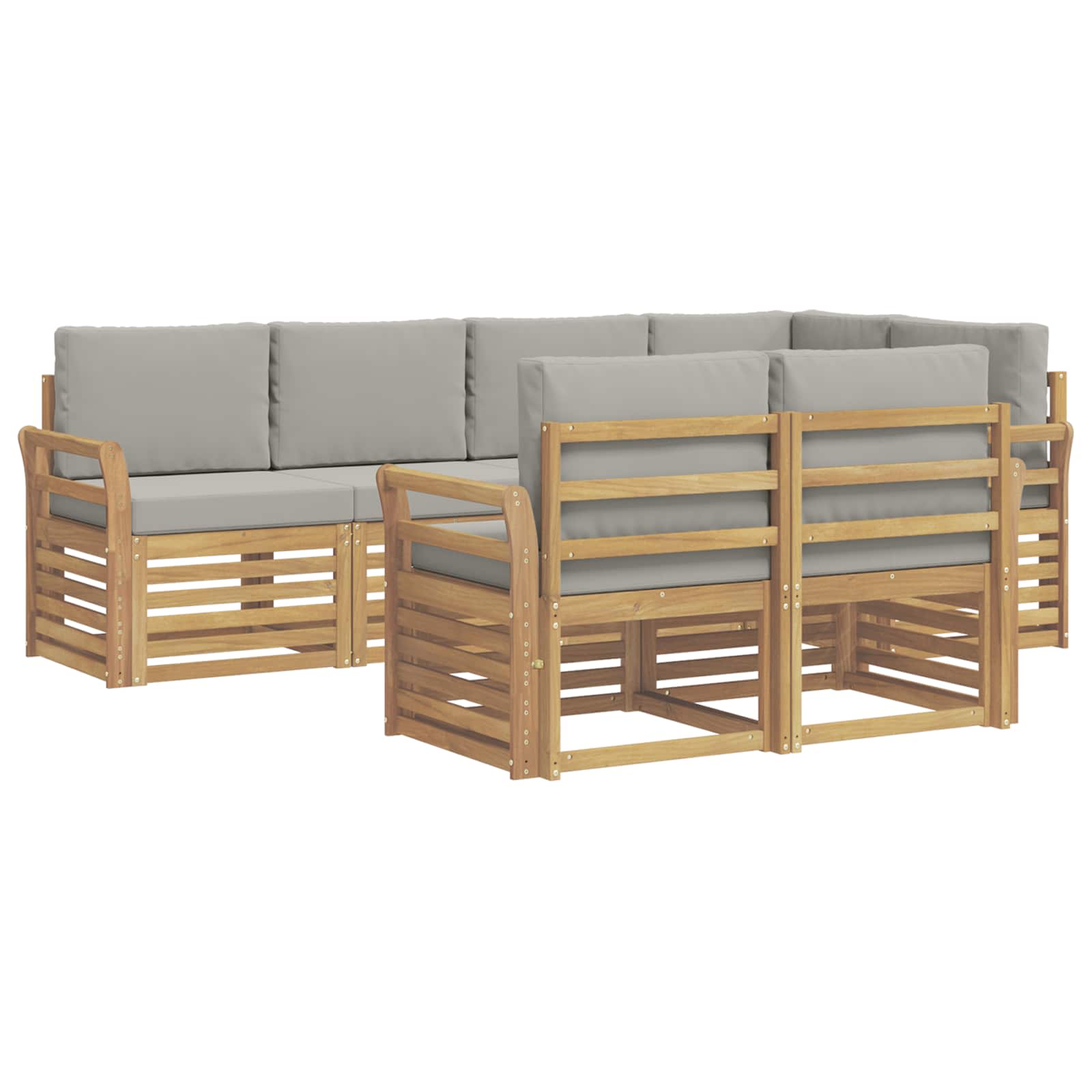 Outdoor-Sofagarnitur 7 pcs Weiß und Hellgrau