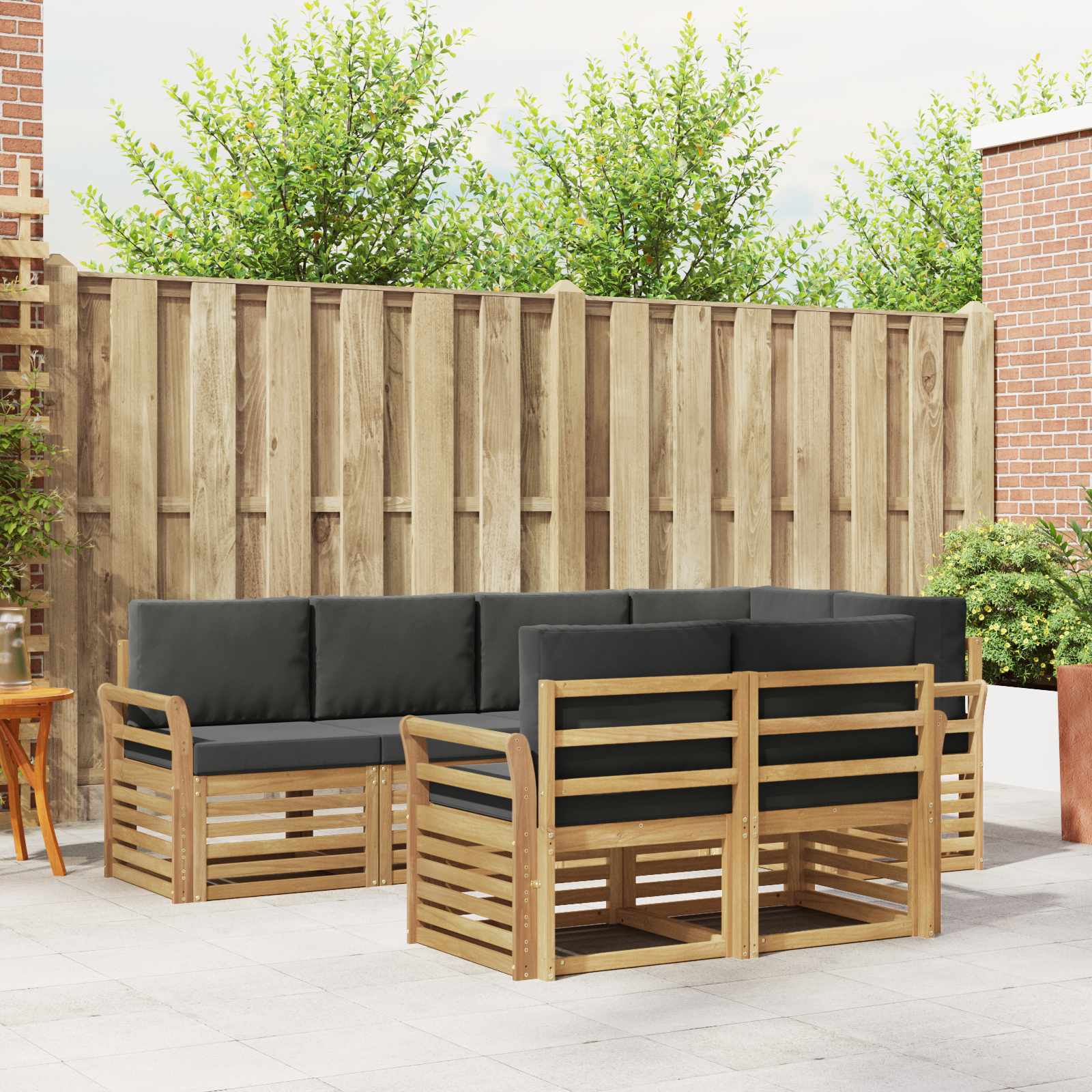 Outdoor-Sofagarnitur 7 pcs Weiß und Anthrazit