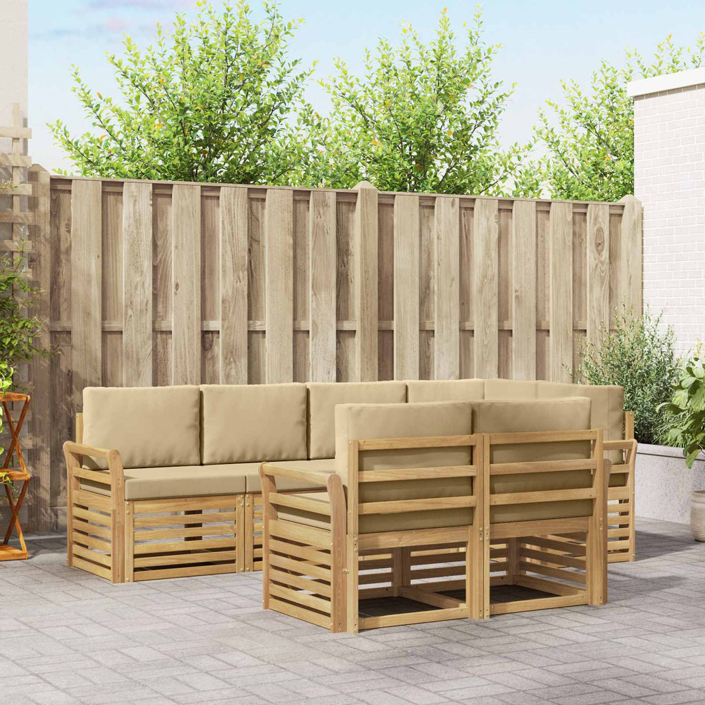 Outdoor-Sofagarnitur 7 pcs Weiß und Beige 249 x 130,5 x 73 cm