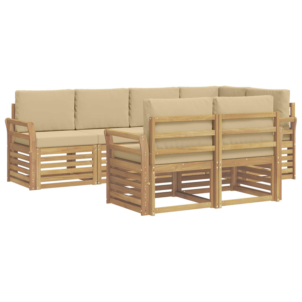 Outdoor-Sofagarnitur 7 pcs Weiß und Beige 249 x 130,5 x 73 cm