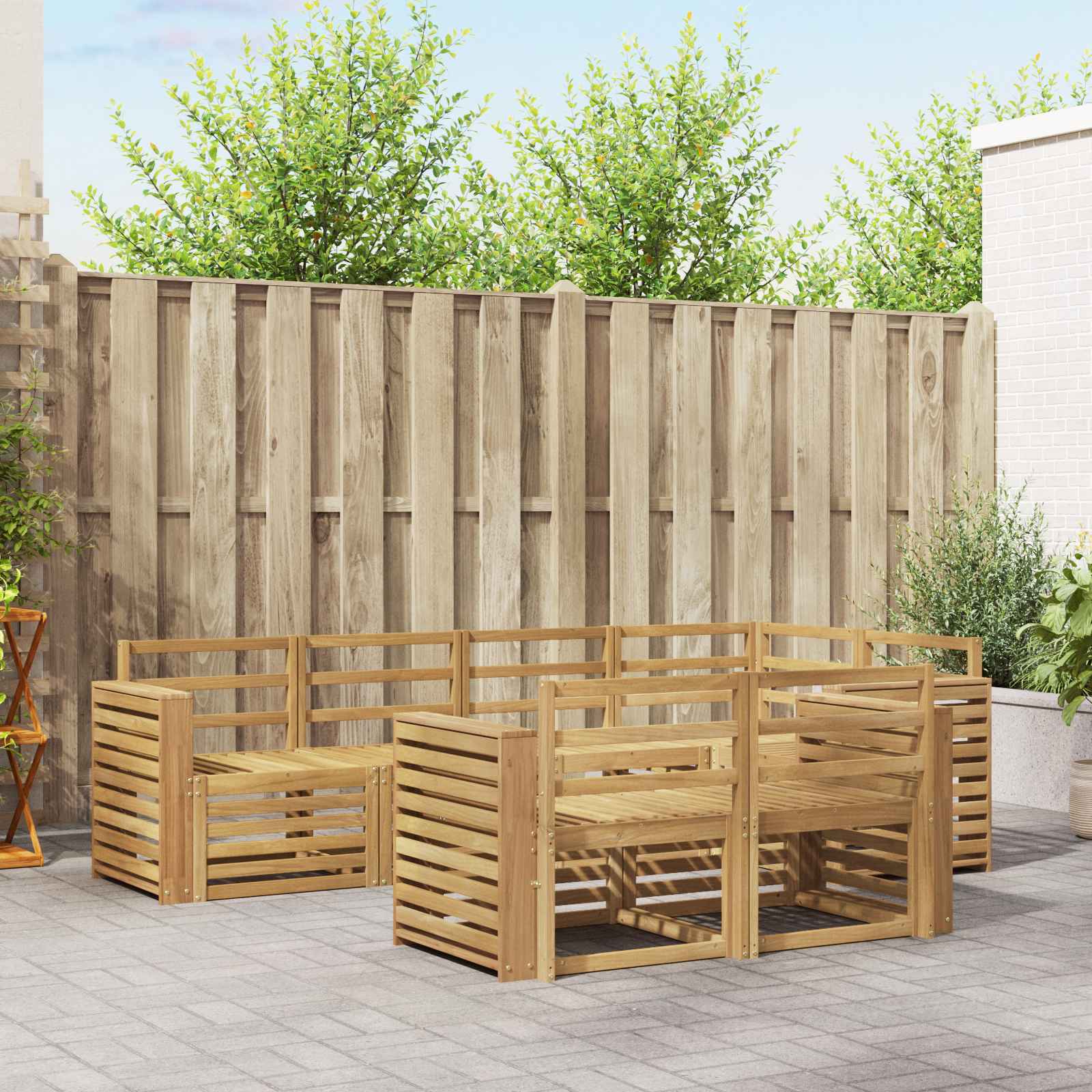 Outdoor-Sofagarnitur 7 pcs Weiß 251 x 132,5 x 73 cm