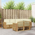 Outdoor-Sofagarnitur 7 pcs Weiß und Creme 251 x 132,5 x 73 cm
