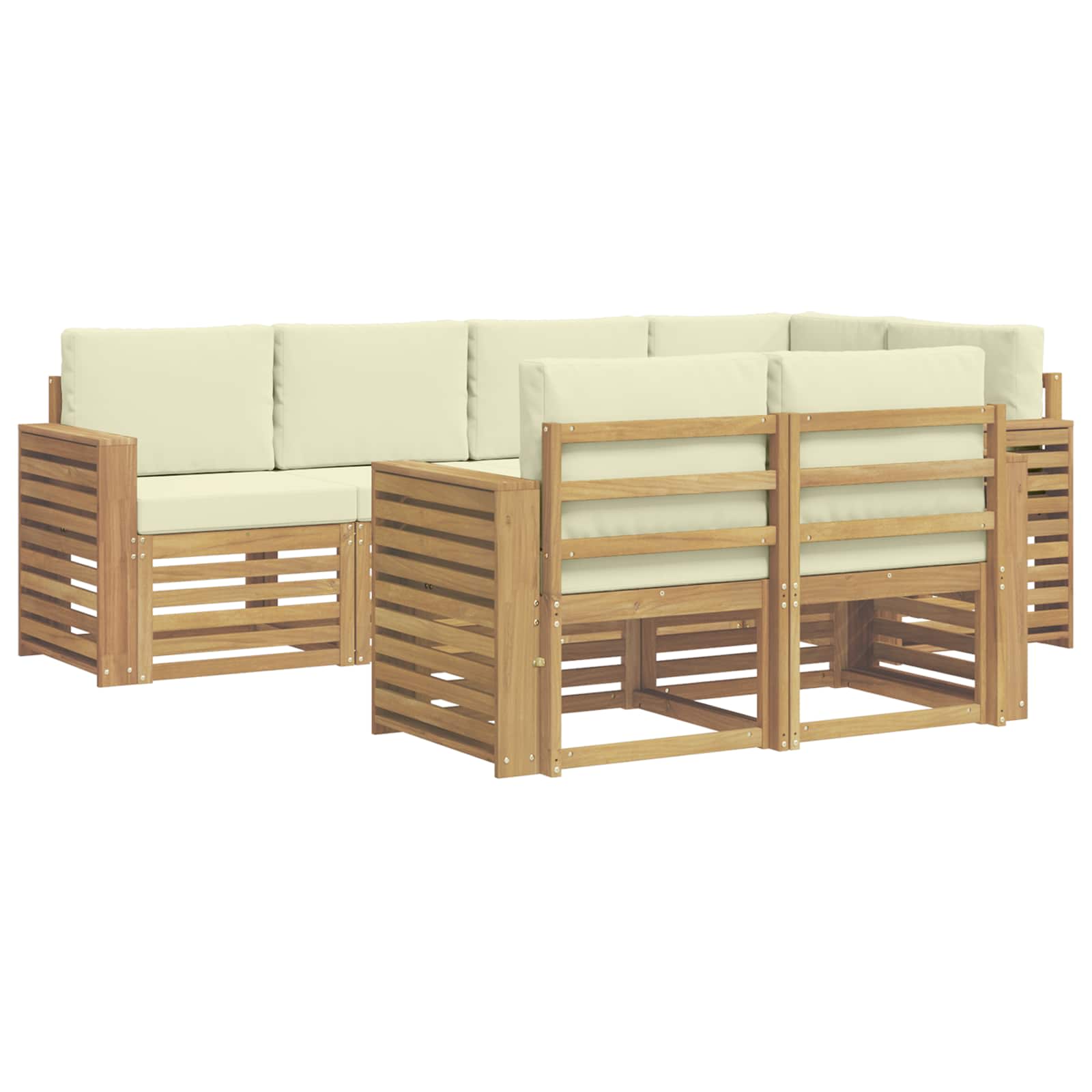 Outdoor-Sofagarnitur 7 pcs Weiß und Creme 251 x 132,5 x 73 cm