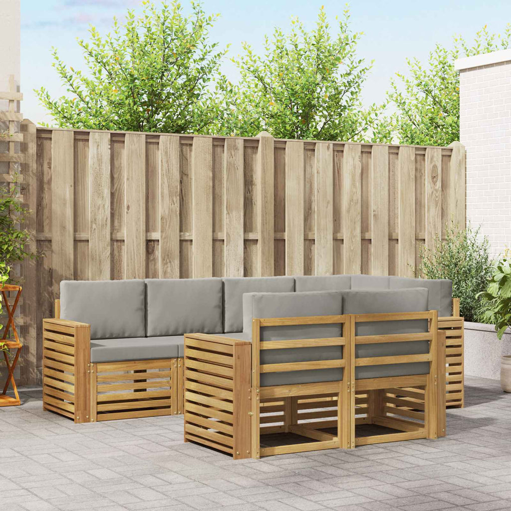 Outdoor-Sofagarnitur 7 pcs Weiß und Hellgrau