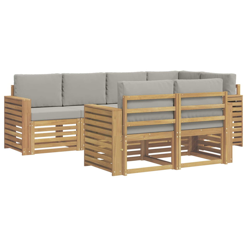 Outdoor-Sofagarnitur 7 pcs Weiß und Hellgrau