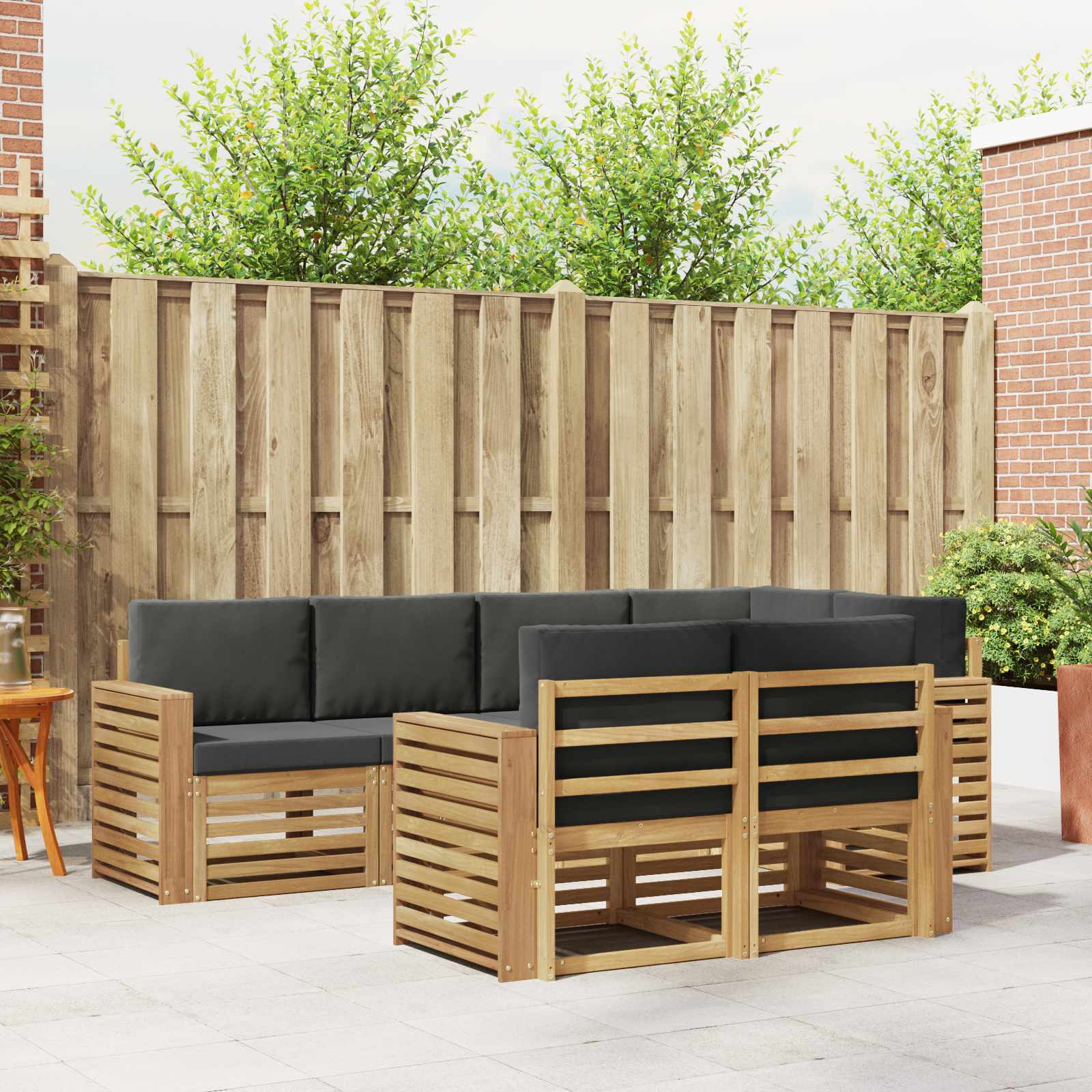 Outdoor-Sofagarnitur 7 pcs Weiß und Anthrazit