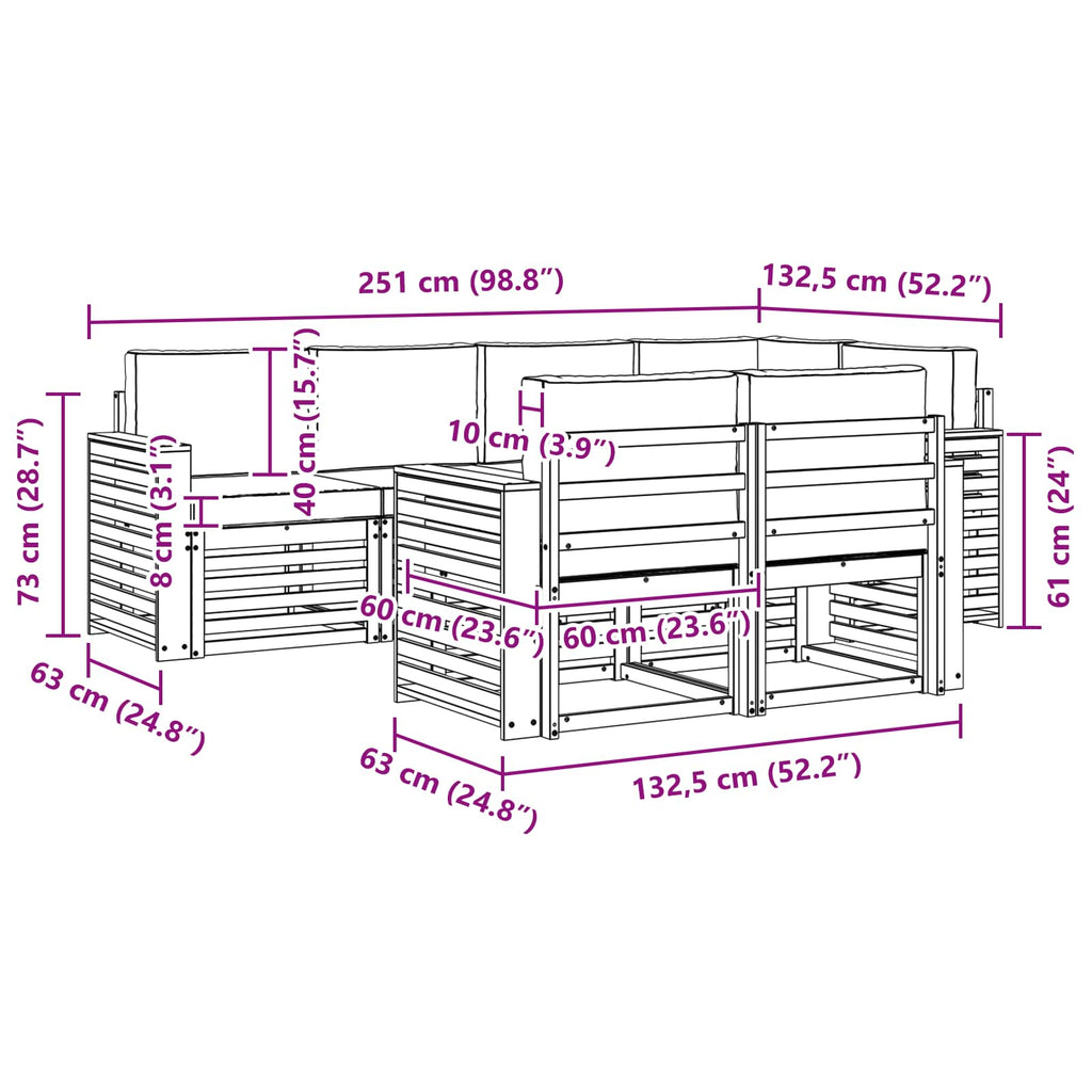 Outdoor-Sofagarnitur 7 pcs Weiß und Anthrazit
