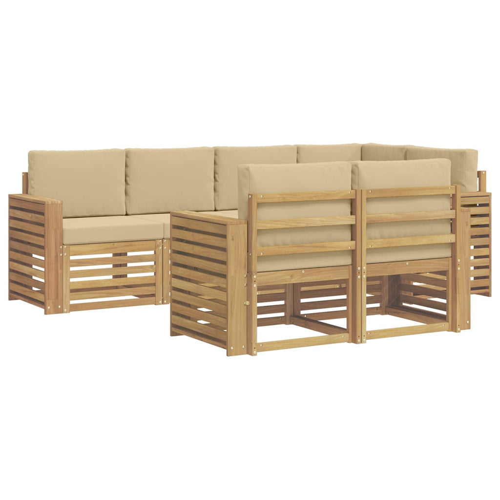 Outdoor-Sofagarnitur 7 pcs Weiß und Beige 251 x 132,5 x 73 cm