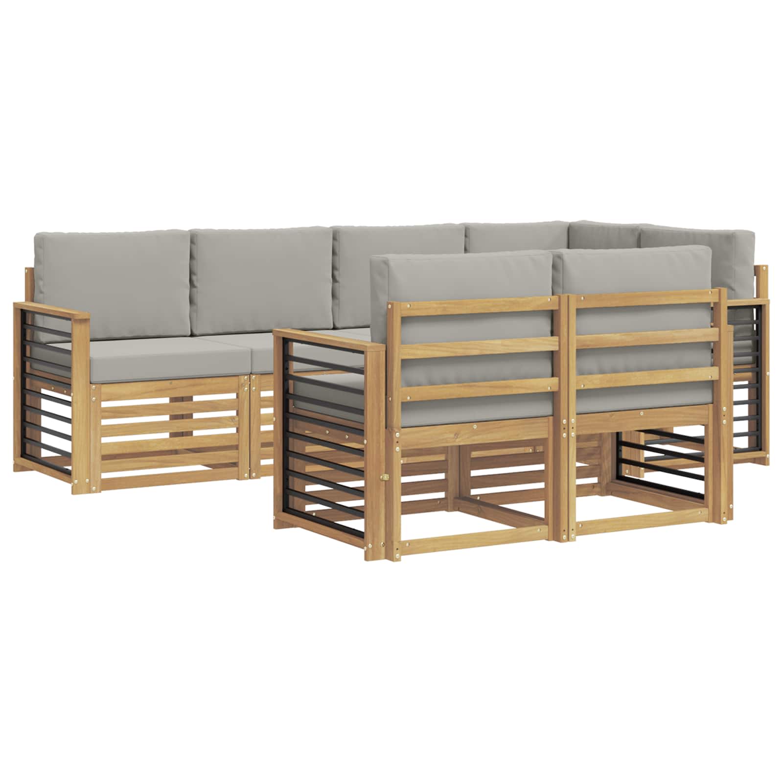 Outdoor-Sofagarnitur 7 pcs Weiß und Hellgrau