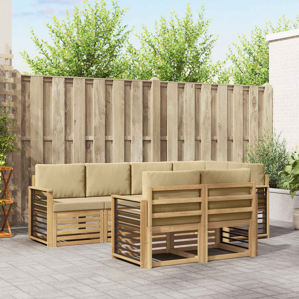 Outdoor-Sofagarnitur 7 pcs Weiß und Beige 247 x 128,5 x 73 cm